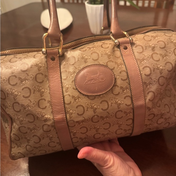 Celine Tan and Brown Logo Satchel - Picture 1 of 6